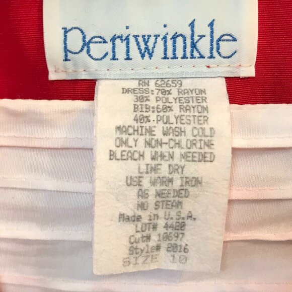 Periwinkle Red Pleated Dress: Vintage 70s Belted Midi w/Button Insert, Size 10 - Picture 4 of 9